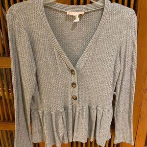 Lightweight waffle Peplum sweater